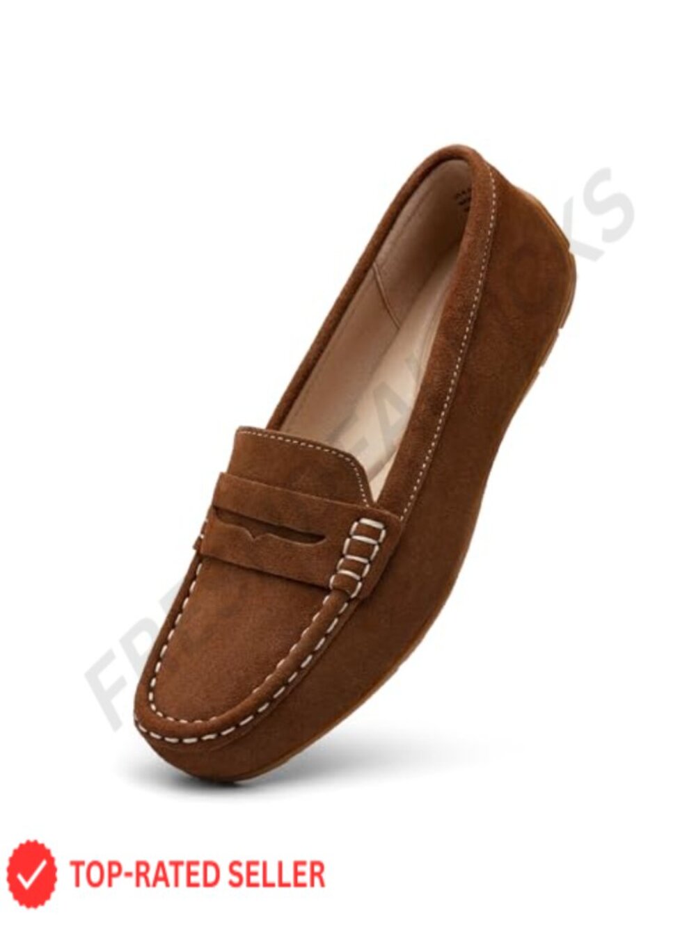 Suede Leather Penny Loafers Slip-On Comfortable Work Office Flats